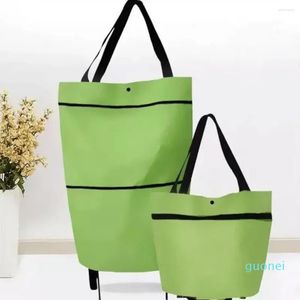 Einkaufstaschen Tragbare Falten Pull Cart Trolley Tasche Lebensmittel Organizer Gemüse Mit Rädern Faltbare Paket Wiederverwendbar