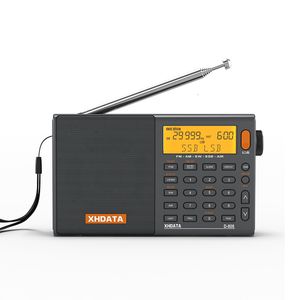 Radio XHDATA D808, Grau, tragbar, hohe Empfindlichkeit und tiefer Klang, FM-Stereo, Multi-Vollband, mit LCD-Display, Alarmtemperatur, 230801