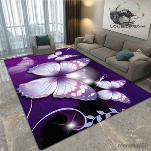 Carpets 3D butterfly flowers carpet children play carpet living room bedroom non-slip carpet photography props birthday gift carpet R230801