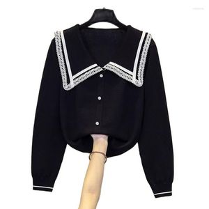 Pulls pour femmes noir blanc dentelle doux coréen Harajuku printemps automne hiver tricoté Vintage pull mode 2023 femme