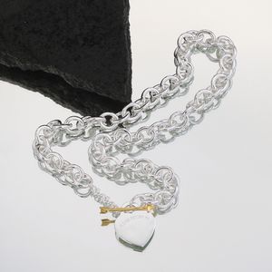 Gold Sier smycken diamanthalsband kedja kedjor länk smycken hjärthänge halsband anpassad kvinna kärlek pil pläterad för kvinnors högkvalitativa bröllopsuppsättning 0vx0