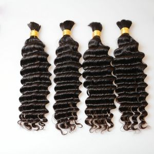 페루 인간의 머리카락 벌크 10-30inch 딥 파 곱슬 자연색 머리카락 연장 한 머리카락 벌크