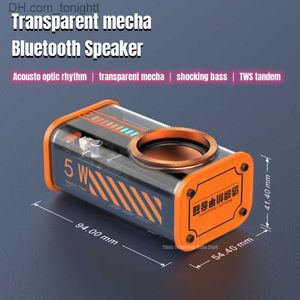 Alto-falantes portáteis sem fio transparente mecânico pequeno canhão de aço desktop caixa de alto-falante Bluetooth 3D som surround TWS série portátil mini subwoofer Z230801