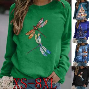 女性用Tシャツ2023秋と冬の長袖プリントファッションルーズパーソナリティトップラウンドネックTシャツXS-8XL