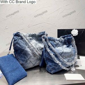 CC shoppingväskor stor kapacitet vintage denim cowboy 22 väskor silverkedja tvåfärgad gradient bärbar designer väskor kvinnor handväska axel underarmsäck lyx