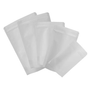 12x20cm (4.75x7.75") 100PCS Tear Notch Kraft Paper Heat Sealing Stand Up Food Storage White Kraft Zip Lock Bag Wholesale