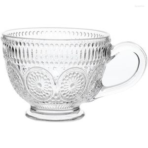 Bicchieri da vino Tazza in vetro goffrato retrò Rotonda Fiore solare Acqua Ristorante di fascia alta Bevanda fredda Contorno in oro Tazza da caffè europea