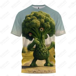 Camisetas masculinas verão confortável e respirável -camisa brócolis impressão 3d camiseta street casual solta manga curta