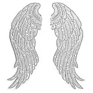 Large Angel Wings Pairs Iron on Fix Rhinestone Transfer Bling Motif Diamond Applique for Crafts Clothes Bags Decoeated 1pair286v
