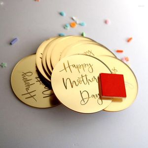 Forniture per feste 1 pz Acrilico Happy Mother's Day Cupcake Topper Mamma Compleanno Torta d'oro per strumenti di decorazioni