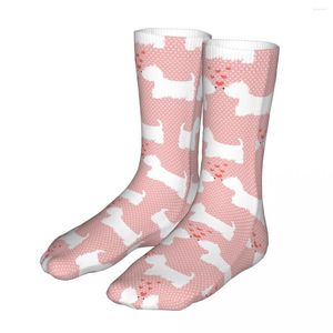 Men's Socks Male Mens Women Crazy Pink West Highland Terrier Dog Skateboard Spring Summer Autumn Winter