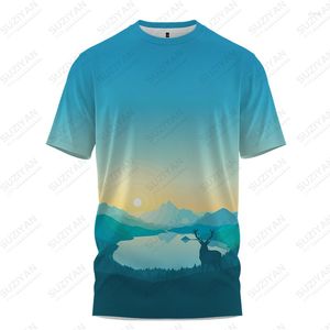 Men's T Shirts Summer -shirt Valley Landscape 3D Printed Vacation Style Casual Fashion