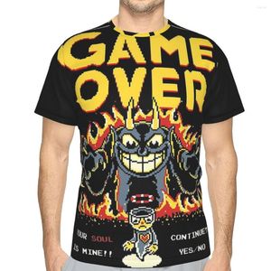 Herr t -skjortor spel över grafisk polyester tshirt cuphead cala maria stil bekväm tunn skjorta manlig unik