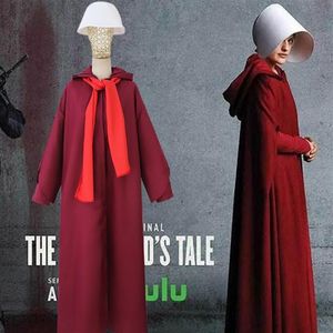 The Handmaids Tale Offred Red Dress Cloak Cosplay Costume3231