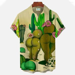 Camisetas Masculinas Moda Engraçada Estampa Estampada Verão Casual Manga Curta Grande Blusas Abotoamento Simples Lapela Tendência