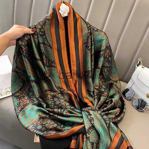 Cachecóis 180*90cm Novo Estilo Lenços de Seda Feminino Escritório Senhora Grande Festa Moda Estampa Beh Hijab foulard bandana silenciador xale pareo J230801