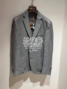 Mens Blazers Loro Piana 가을 긴 소매 린넨 레저 정장 코트 그레이 네이비 블루