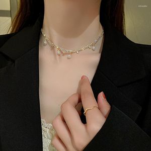 Choker Inlaid Rhinestone Mermaid Concubine Pearl Necklace For Women Light Luxury Aesthetic Romantic Shining Collares Arrival