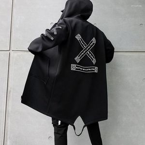 Men's Jackets Men Strtwear Black And Coats Hip Hop Harajuku Hooded Windbreaker Overcoat Mens Clothing