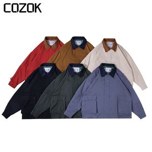 Męskie kurtki Spring Vintage Vansity Jacke Men Japońska Moda Streetwear Lose Casual Cargo Fat odzież Oważnia odzieży wierzchniej 230731