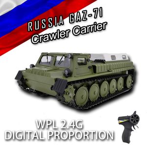 Electric RC Car 116 WPL E 1 Tracked Troop Simulation military remote control car GAZ 71 Vehicle for Birthday Gift Toy 230731