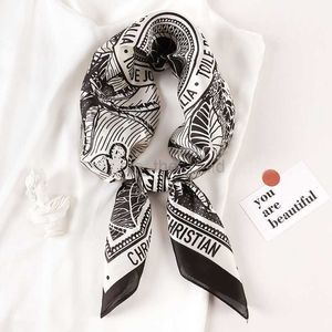 Scarves 70x70cm Spring/Summer Women's Silk Scarf Cravat Silk Square Scarves Printed Scarf Handbag Ribbon Wrist Luxury Silk pink Scarf Y23