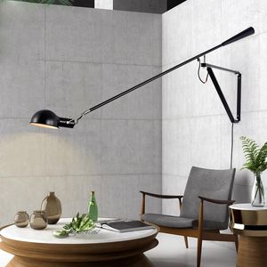 Lampada da parete industriale post-moderna in ferro lungo braccio applique per soggiorno camera da letto studio Nordic Loft Decor Light Fixtures