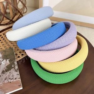 Spring Summer Candy Color Sponge Padded Headband Chic Blue Green Thicken Wide Hair Hoop Women Turban Head Hoop Hair Accessories