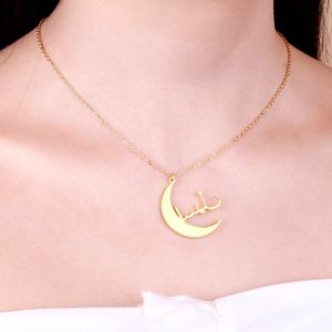 Pendant Necklaces Custom Moon Arabic Name Necklace For Women Jewelry Creative Stainless Steel Star Choker BFF 230731