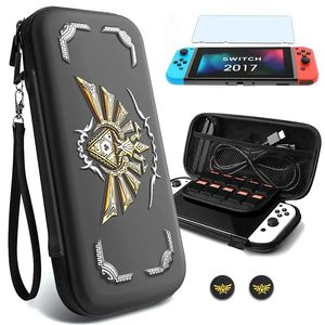 Portable Storage Bag With HD Screensaver And Controller Joystick Caps For Nintendo Switch/ OLED Console