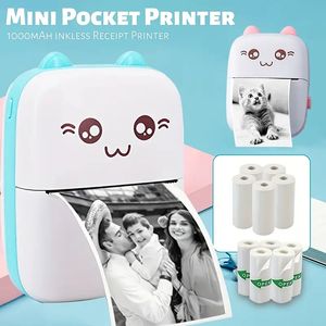 Portable Mini Printer Pocket Thermal Printer BT Wireless Smart Printer For Photo Picture Office Receipt Label Note Inkless Printing With IOS Android A