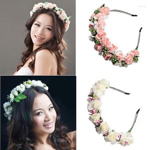 Decorative Flowers 10pcs/lot Women Headwear PE Rose Flower Hairbands Hair Accessories For Bride Wedding Headdress