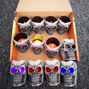 Cadılar Bayramı Mumları LED Işıklar Vintage Kafatası Kafa Lambası Flamess Mumlar Terror Kafatasları Cadılar Bayramı Dekorasyonları İçin Hayalet Props