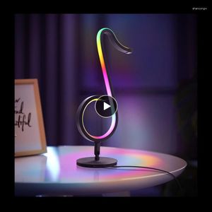 Table Lamps 5V Night Light Aluminum Iron Remote Control Charging Symphony Musical Note Lamp Car Desktop Decoration LED Atmosphere