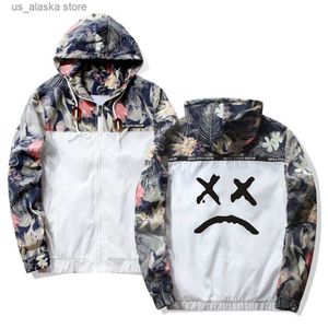 Hoodies masculinos moletons Lil Peep Sad print Jaquetas com capuz corta-vento Jaquetas masculinas Casacos Camisola masculina Hip Hop com zíper Jaqueta leve Jaqueta bomber T230731