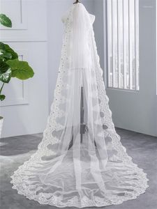 Brautschleier Marke Kathedrale mit Applikationen Perlen Mode Hochzeit Zubehör elegante Prinzessin 3M Schleierkamm