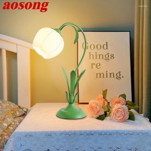 Bordslampor aosong nordisk led lampa kreativ grön vintage glas skrivbord belysning modern dekor för hem vardagsrum sovrummet sängplats