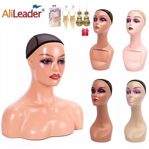 Wig Stand Realistic Female Mannequin Head with Shoulder Manikin Head Bust Wig Head for Display Wigs Necklace Earrings Hat dark Brown 230731