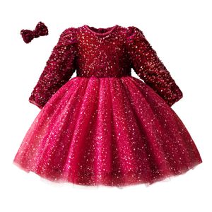 Vestidos para meninas Lantejoulas Outono Meninas Festa de Princesa para 3 8 Anos Manga Longa Inverno Natal Crianças Roupas Casuais Aniversário Vestido de Noiva 230731