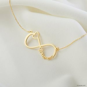 Pendanthalsband Duoying Infinity Name Necklace Custom Gold Family Plated Personalized Presents for Love's Day 230731