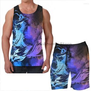 Men's Tracksuits Summer Funny Print Men Tank Tops Women Final Fantasy X Logo Beach Shorts Sets Fitness Vest