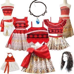 Girl's Dresses Kids Moana Costume for Girls Straps Backless Vaiana Summer Dress Wig Children Baby Clothes Carnival Christmas Birthday Attire 230731