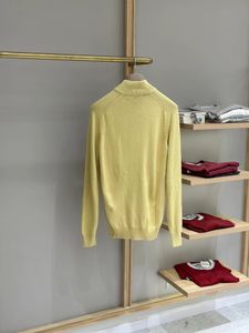Mens Sweaters Winter loro piana Long Sleeve Zipper Cotton and Silk Sweater Pullovers Yellow and Blue
