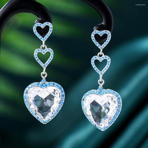 Orecchini pendenti Soramoore Luxury Crystal Romantic Heart For Women Bridal Drop Dangling Party Wedding Jewelry Gifts