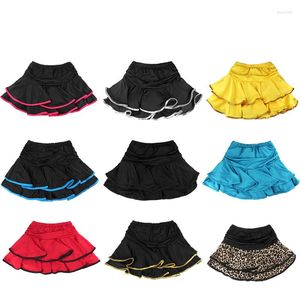 Stage Wear JUSTSAIYAN Wholesale Cute Spandex Latin Dance Skirt Girls Kids Children Ballroom Dancing Inside With Shorts Mini