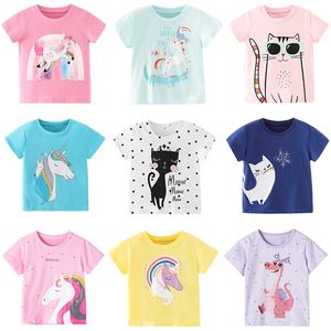T skjortor 2 8 år baby flicka bomull söt barn unicorn tryck t shirt för flickor barn sommar kort ärm toppar spädbarn kläder 230731