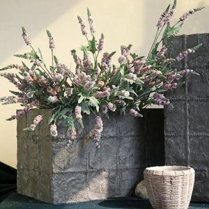 Flores decorativas 4 peças reunindo 5 garfos lavanda artificial pastoral decoração de casa jardim ao ar livre casamento casamento arranjo de flores plantas