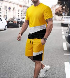 High Fashion Charm Quality Mens Tracksuits Summer Fashion Sportwear Cotton T-shirt Shorts Två stycke Jogging Fitness Sports Casual Set Style Collar