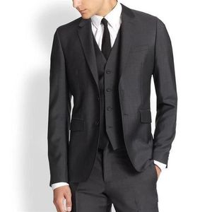 Wysokiej jakości dwa przyciski węgiel drzewny groom Tuxedos Nothan Lapel Men Suits 3 sztuki ślub na balu obiadowy blezerowe spodnie kamizelka 244y