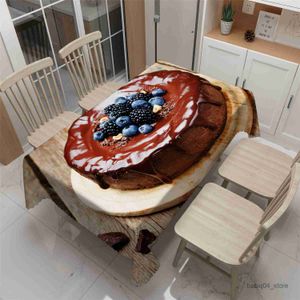 Toalha de mesa decoração nórdica toalha de mesa de natal delicioso padrão de bolo de chocolate à prova d'água mesa de jantar família R230801